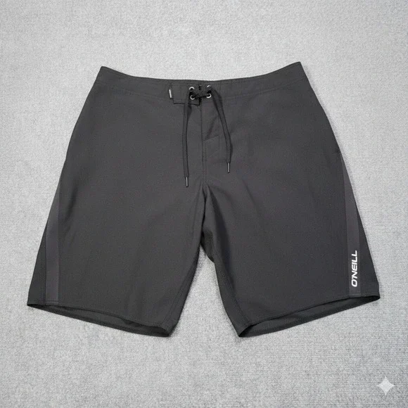 O'Neill Men Hyperfreak Board Shorts Size 36 Black Superfreak Stretch Swim Trunks - Picture 1 of 8